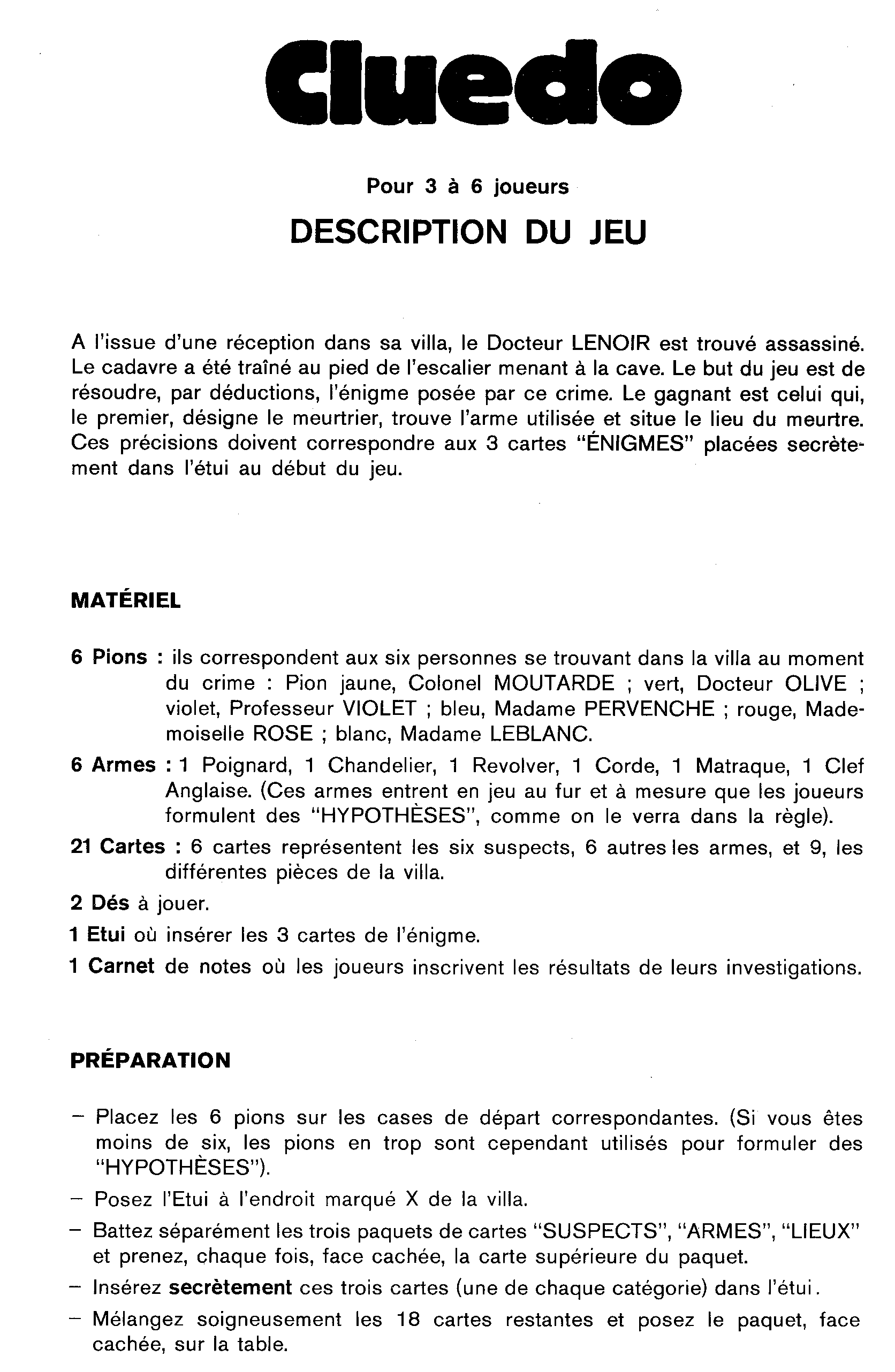 [Aide de jeu] La règle du Cluedo – Le site de Ludo le gars